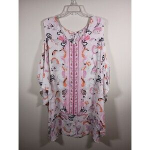 Cato Est 1946 Paisley Cold Shoulder Hi-Low Lightweight Top Plus Size 26/28W
